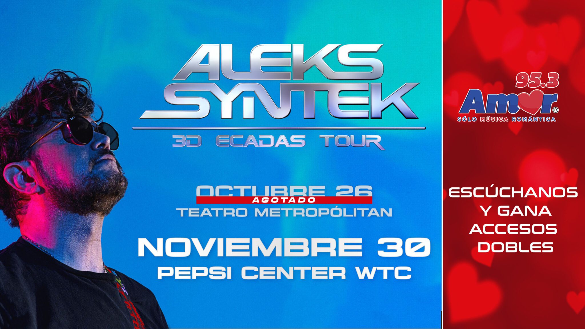 ¡Nueva fecha! Aleks Syntek "3D ecadas Tour" Amor Sólo Música Romántica